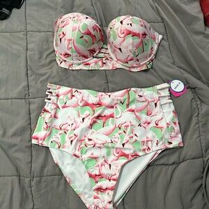 Swimsuits for All- GabiFresh SwimSexy Plus Size Flamingo 2-piece bathing suit